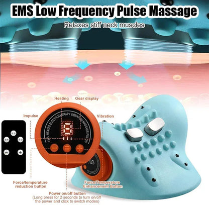 Electric Neck Cervical Traction Massager Vibration Kneading Massage Pillow Ergonomic Head Pillow Home Relax Tool