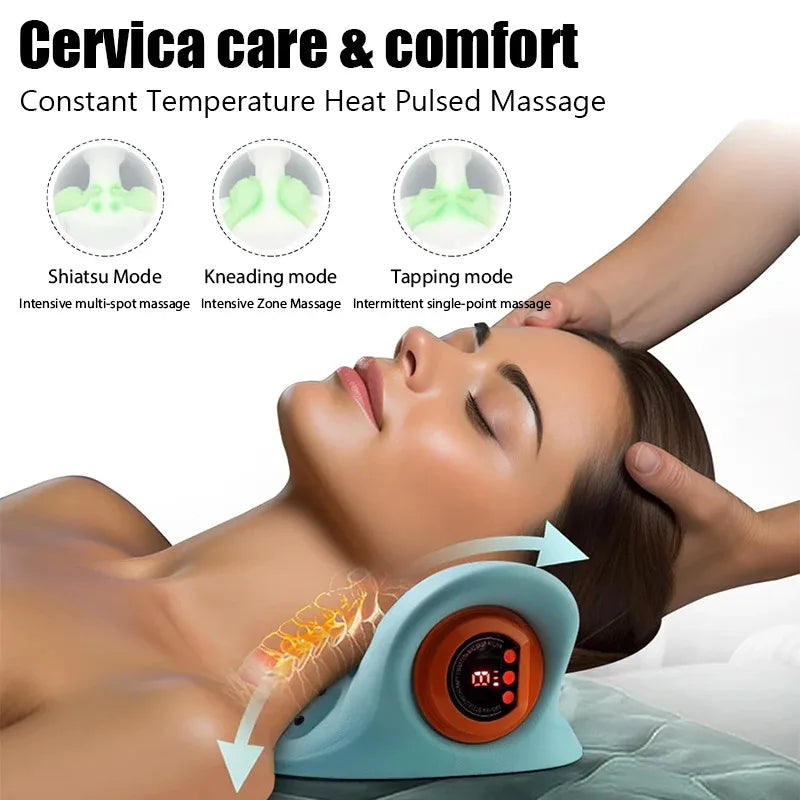 Electric Neck Cervical Traction Massager Vibration Kneading Massage Pillow Ergonomic Head Pillow Home Relax Tool